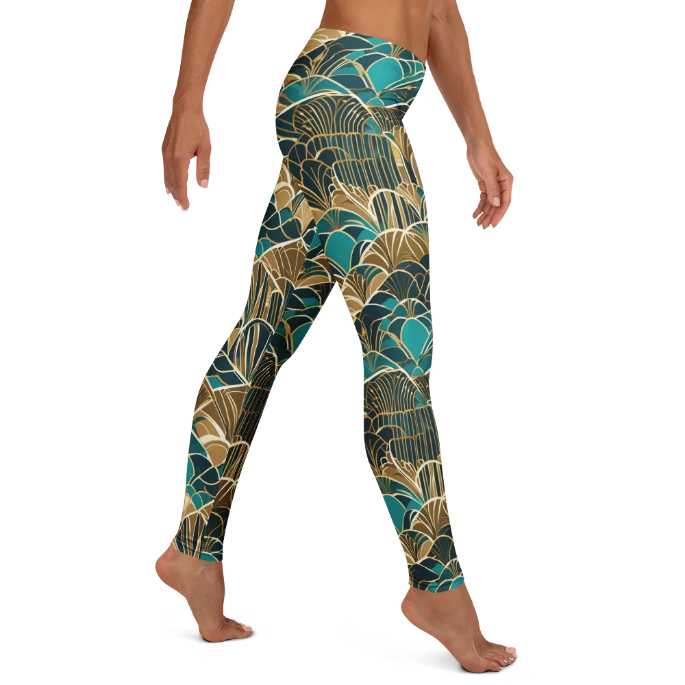 Gilded Fan Garden on Leggings — Right