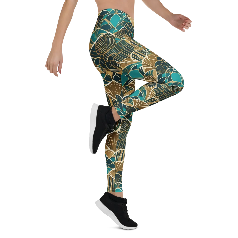Gilded Fan Garden on Leggings — Right