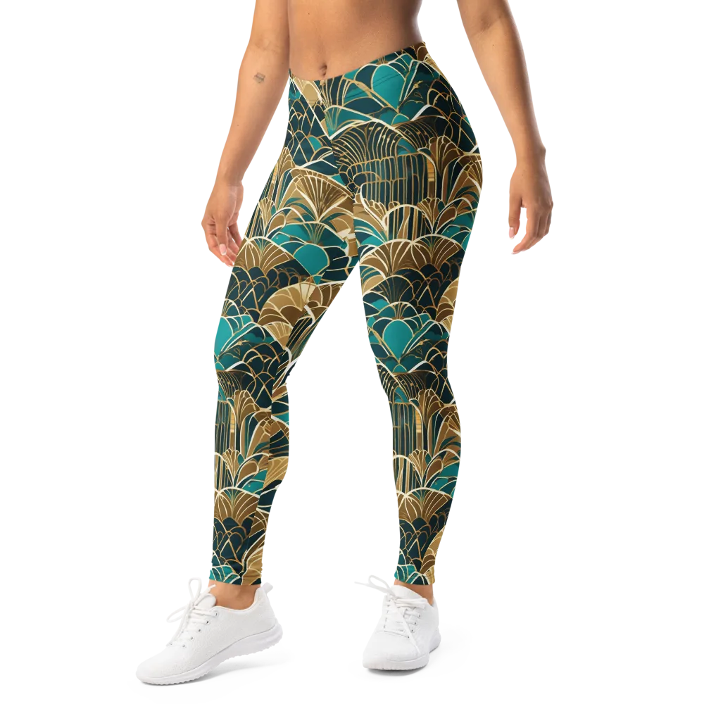 Gilded Fan Garden on Leggings — Left Front