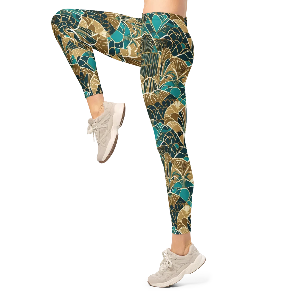 Gilded Fan Garden on Leggings — Left