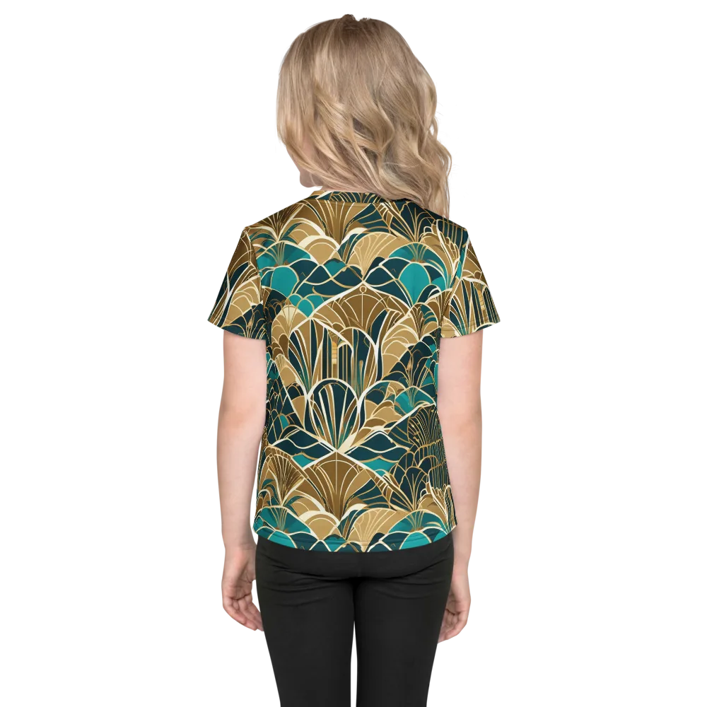 Gilded Fan Garden on Kids Crew Neck T-Shirt — Back