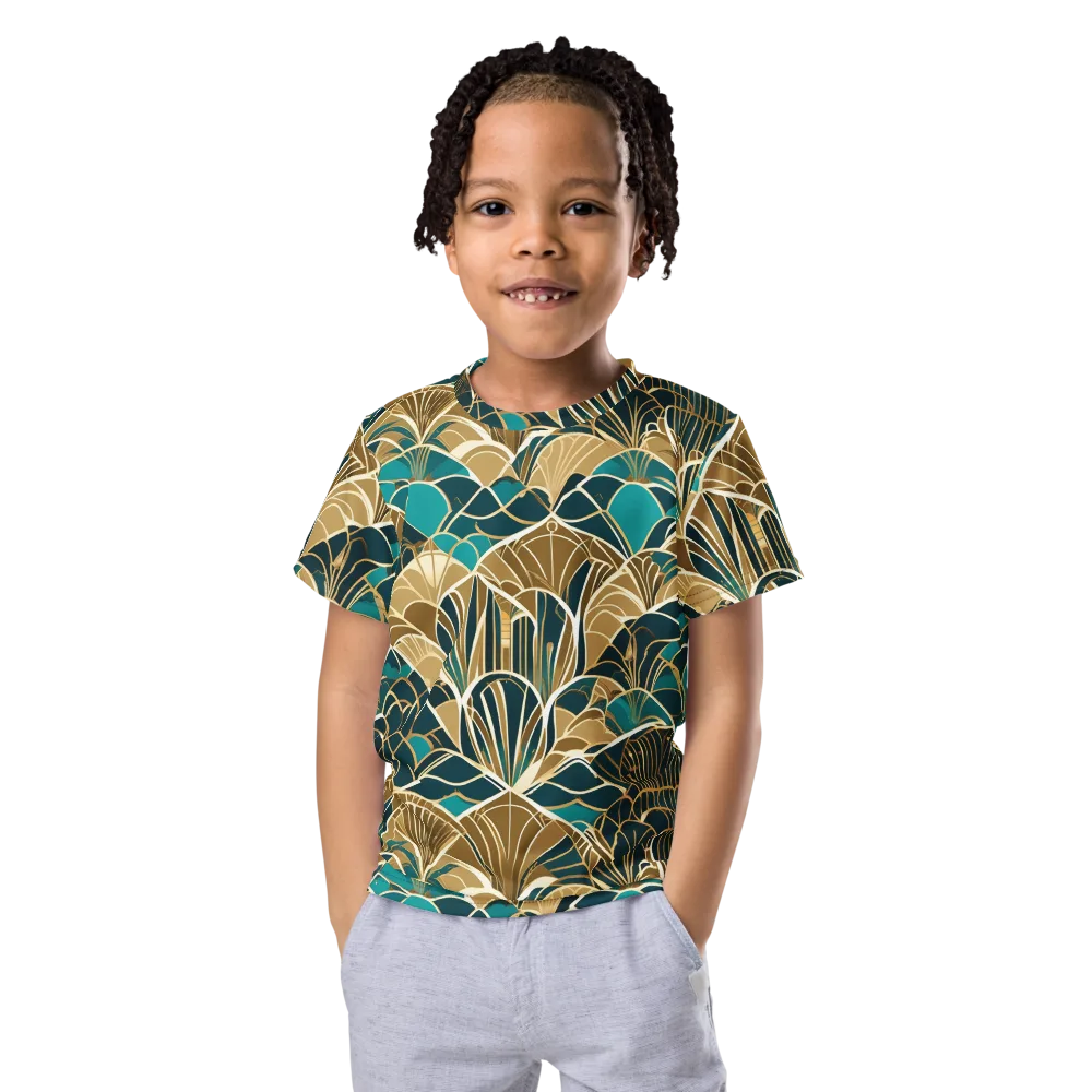 Gilded Fan Garden on Kids Crew Neck T-Shirt — Front