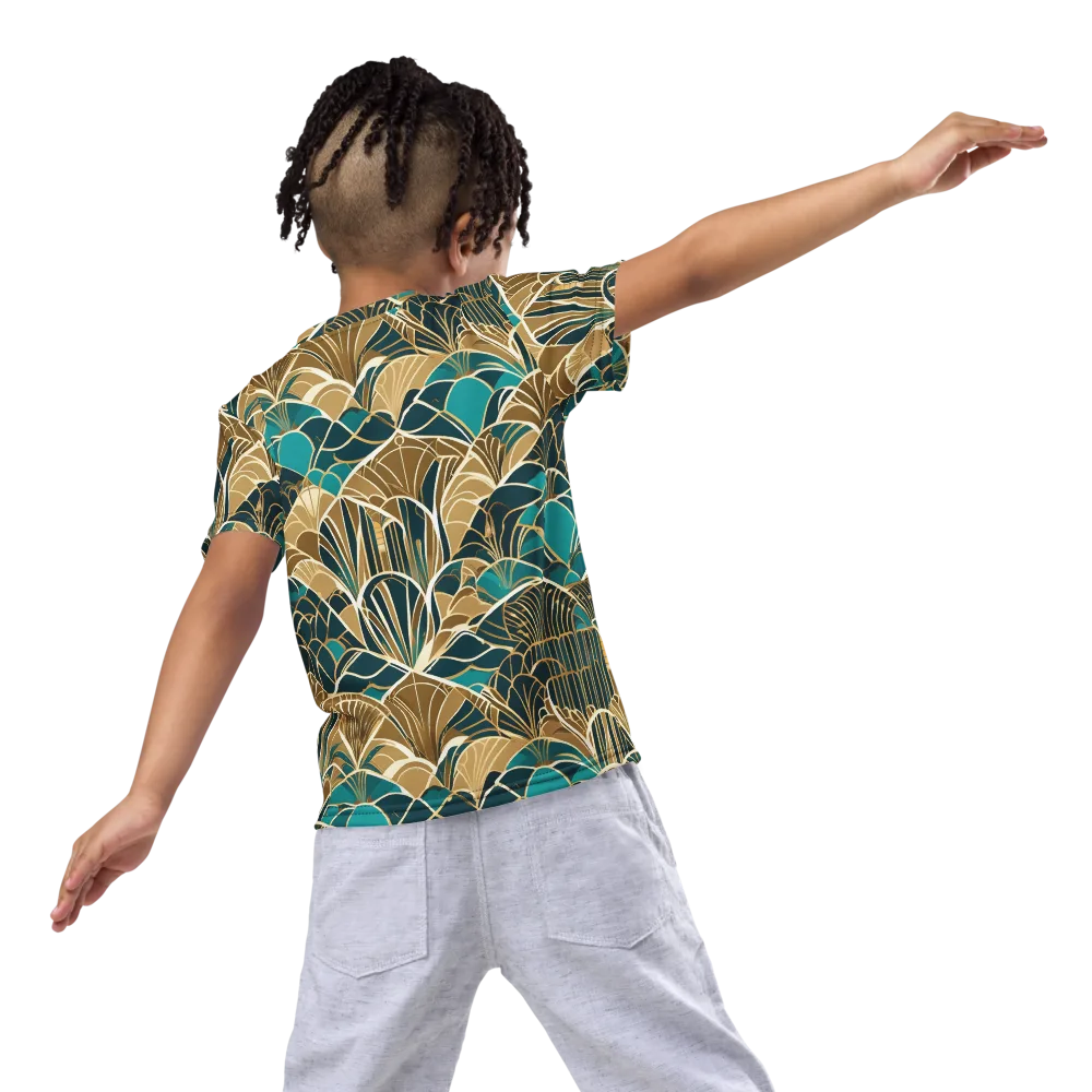 Gilded Fan Garden on Kids Crew Neck T-Shirt — Back