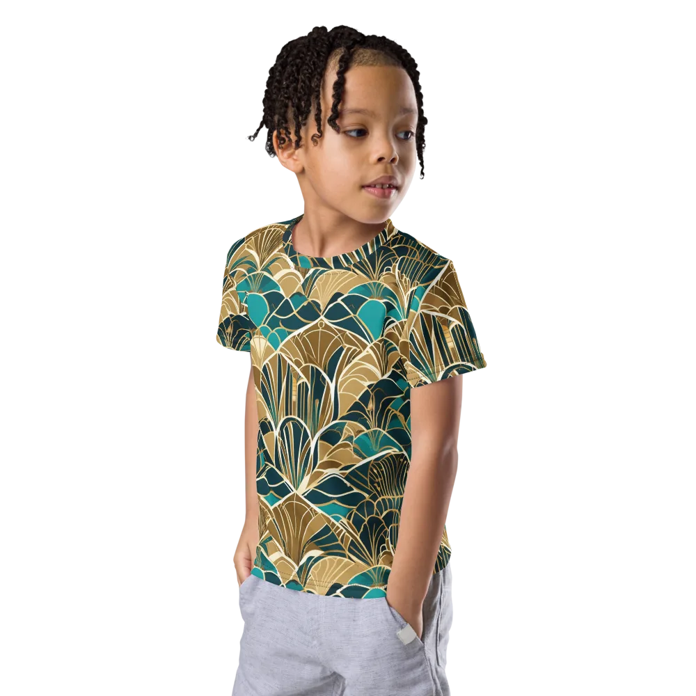 Gilded Fan Garden on Kids Crew Neck T-Shirt — Left Front