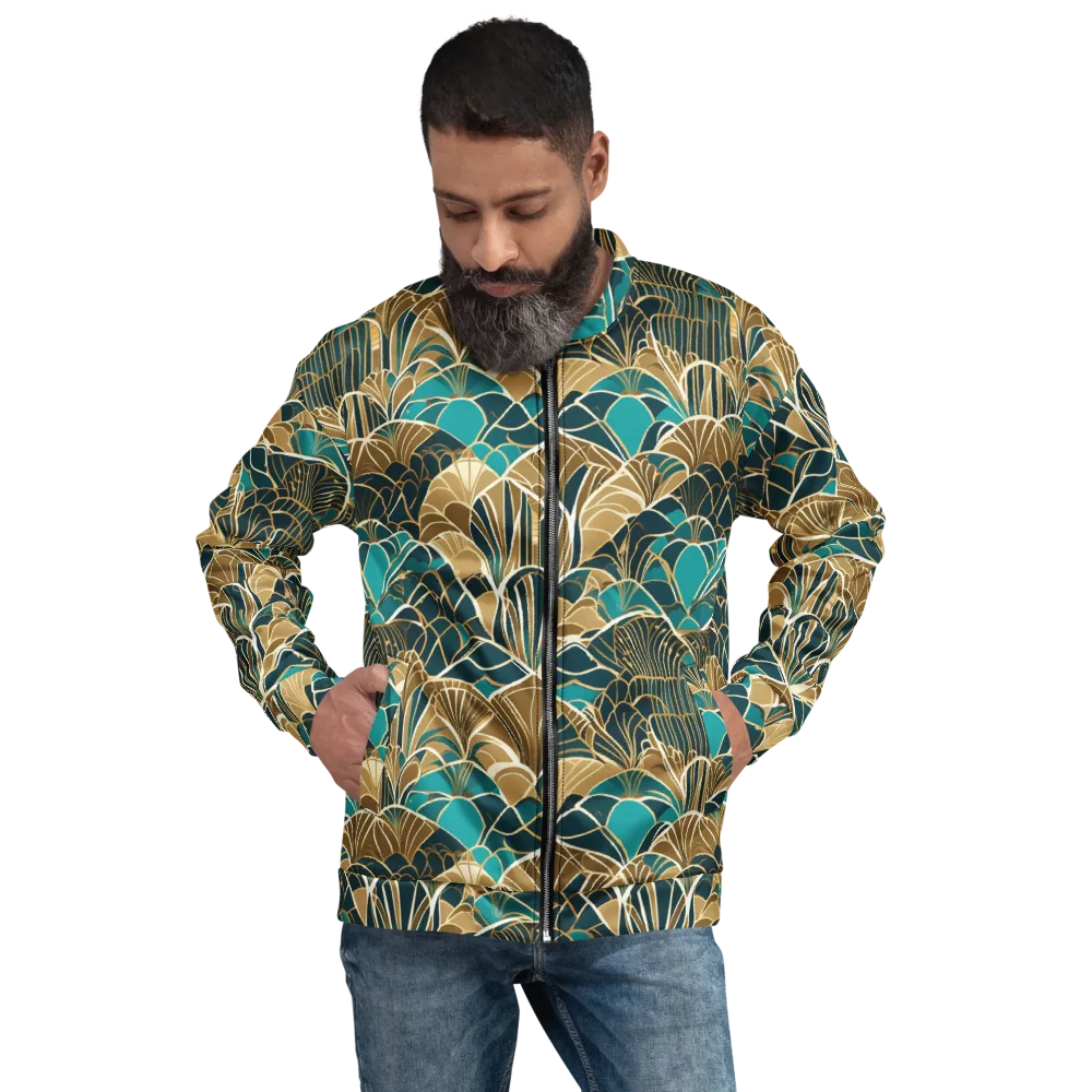 Gilded Fan Garden on Bomber Jacket — Front