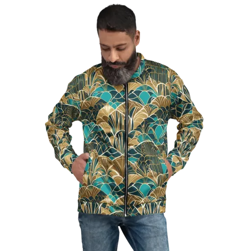Gilded Fan Garden on a Bomber Jacket