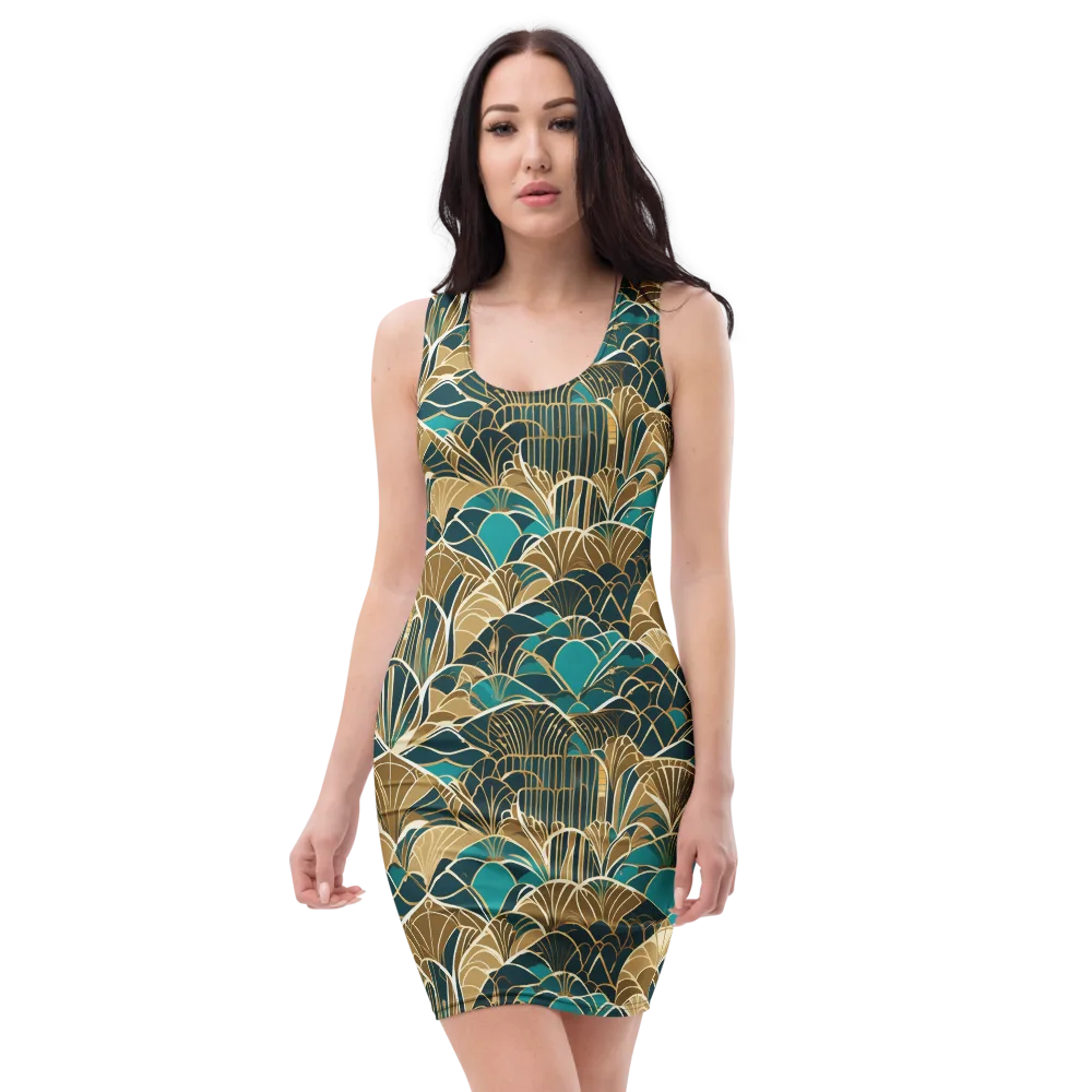 Gilded Fan Garden on Bodycon Dress — Front