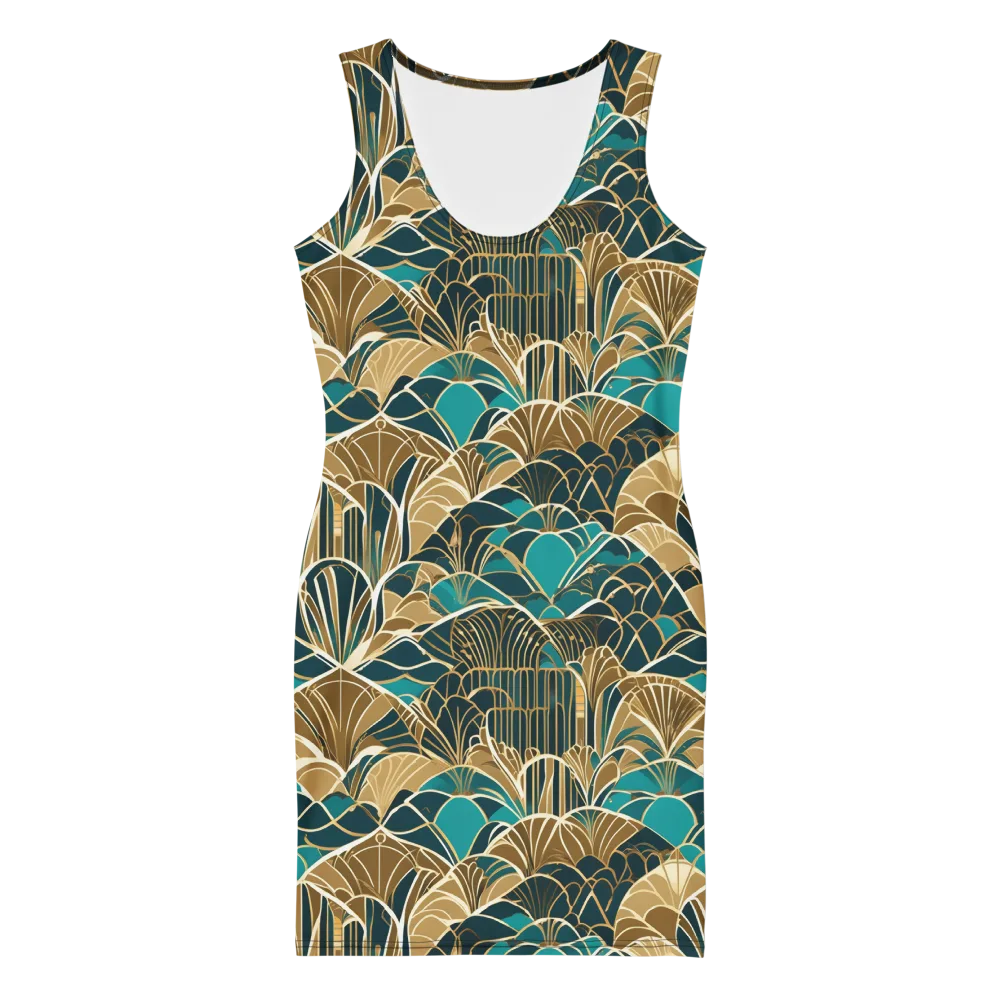 Gilded Fan Garden on Bodycon Dress — Front