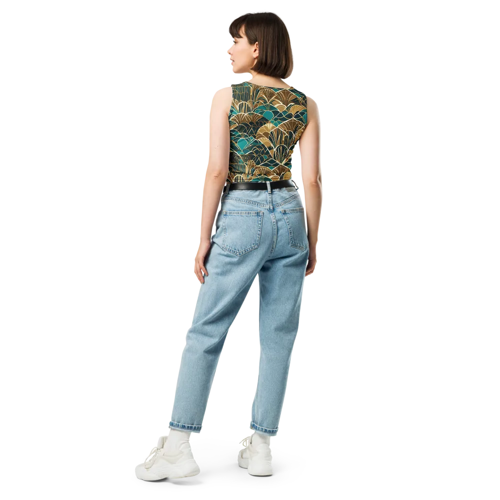 Gilded Fan Garden on Crop Top — Back