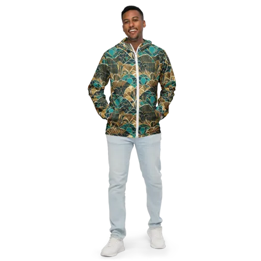 Gilded Fan Garden on a Men's Windbreaker
