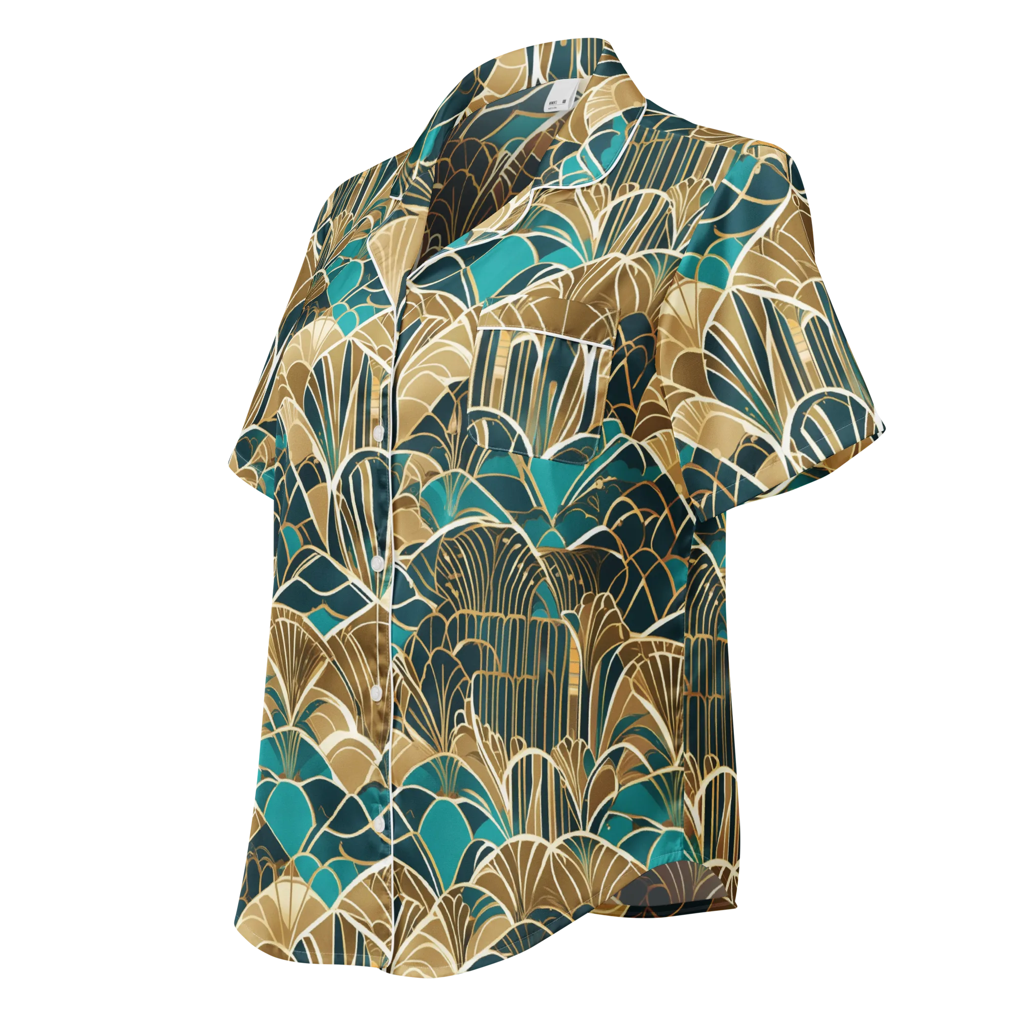Gilded Fan Garden on Women's Short Sleeve Pajama Top — Left Front