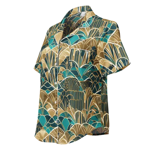Gilded Fan Garden on a Women's Short Sleeve Pajama Top