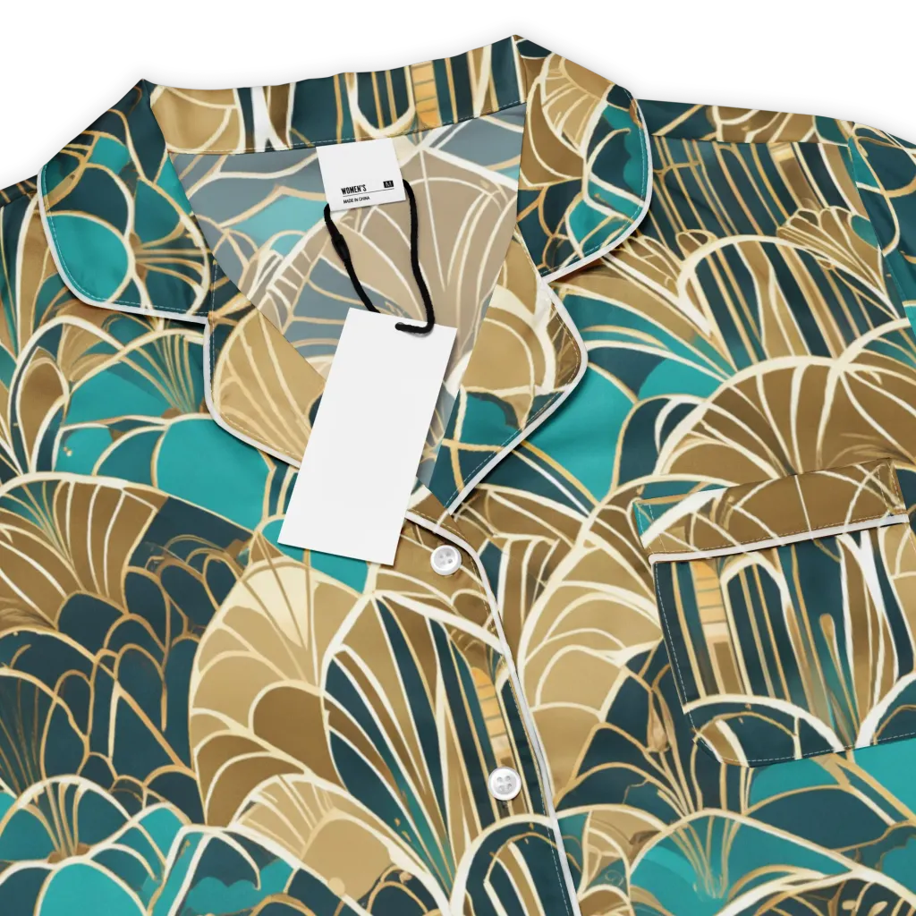 Gilded Fan Garden on Women's Short Sleeve Pajama Top — Product details