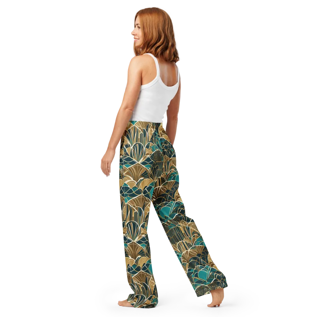 Gilded Fan Garden on Women's Pajama Pants — Back