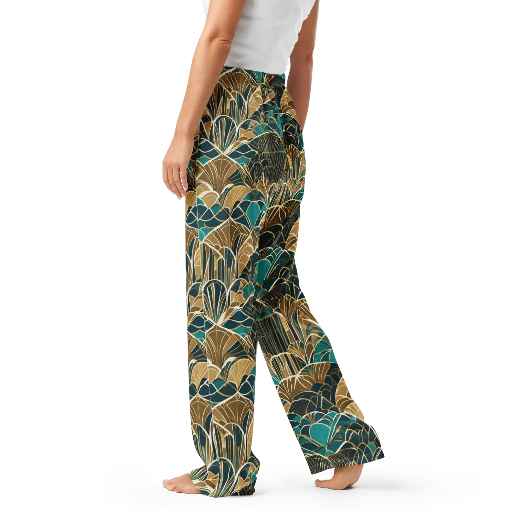 Gilded Fan Garden on Women's Pajama Pants — Left