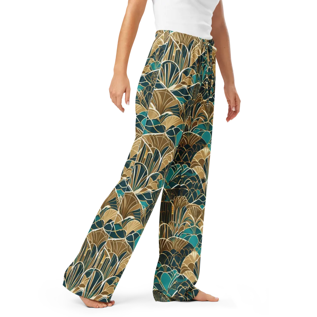 Gilded Fan Garden on Women's Pajama Pants — Right Front