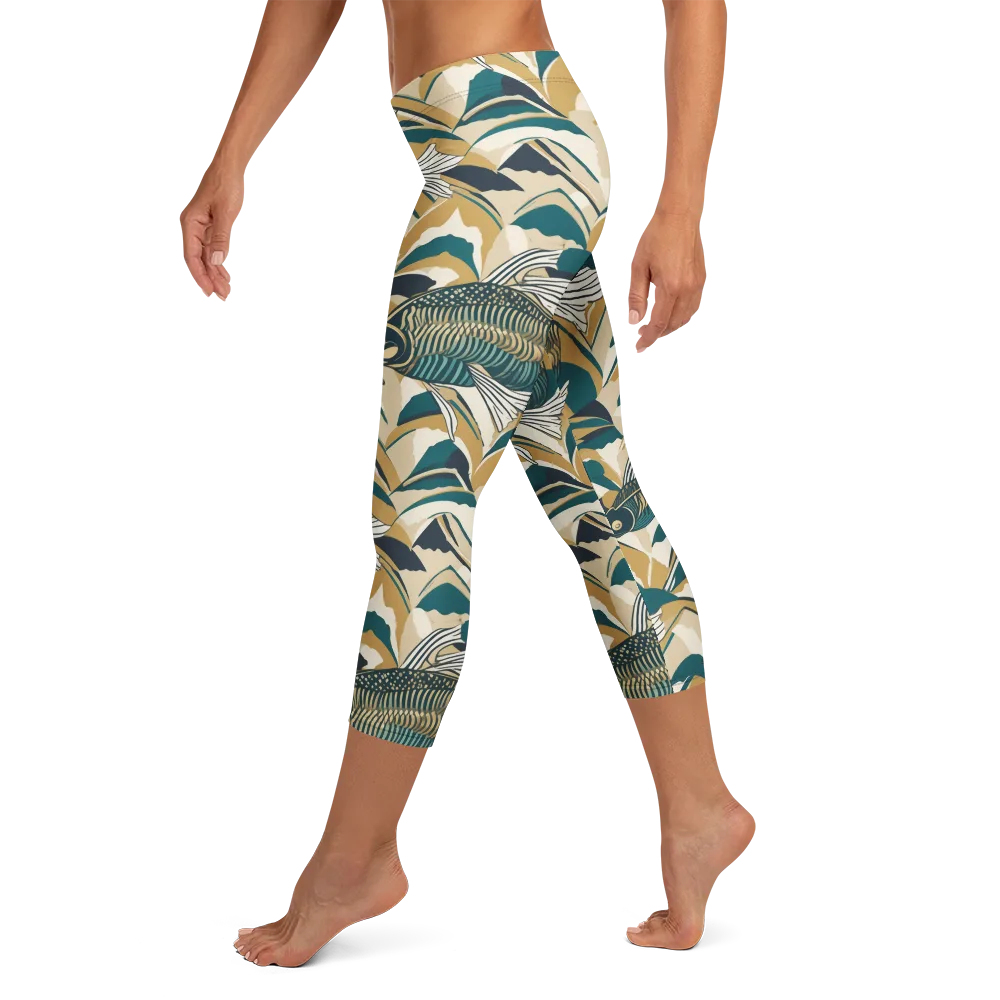 Skeletal Tide on Capri Leggings — Left