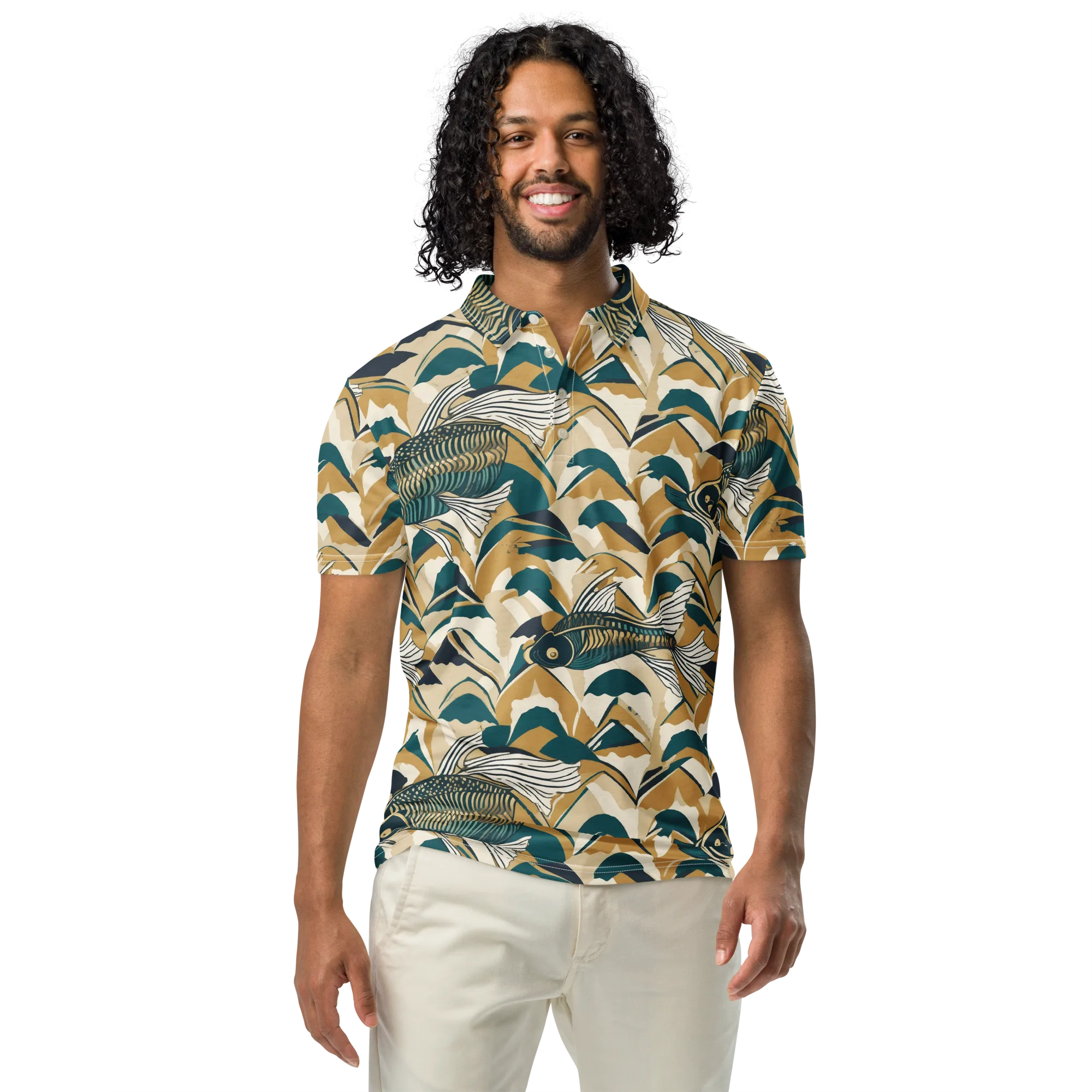 Skeletal Tide on Men's Slim Fit Polo Shirt — Front