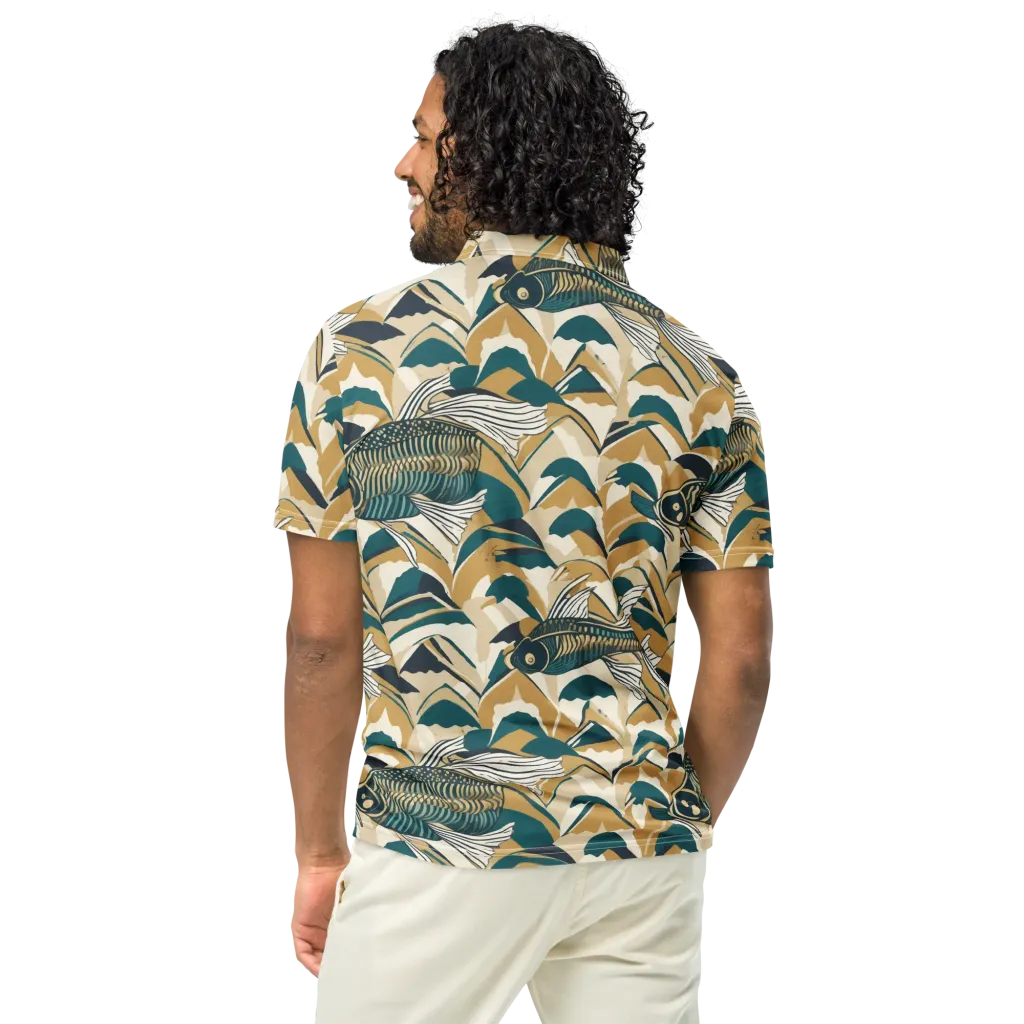 Skeletal Tide on Men's Slim Fit Polo Shirt — Back