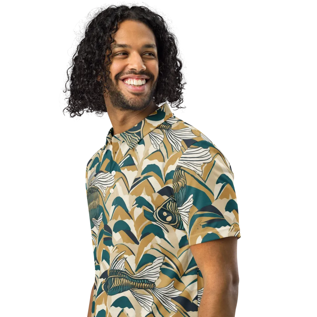 Skeletal Tide on Men's Slim Fit Polo Shirt — Left Front