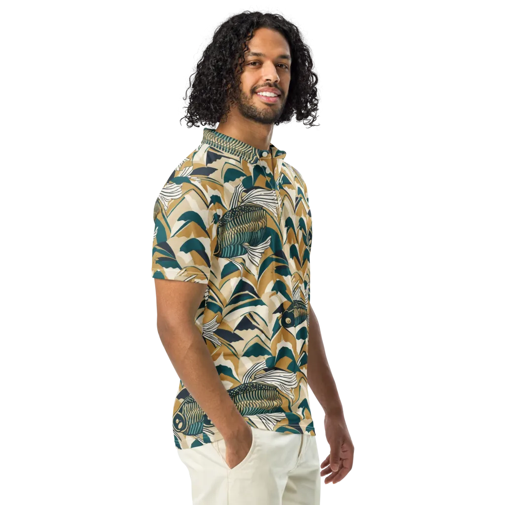 Skeletal Tide on Men's Slim Fit Polo Shirt — Right Front