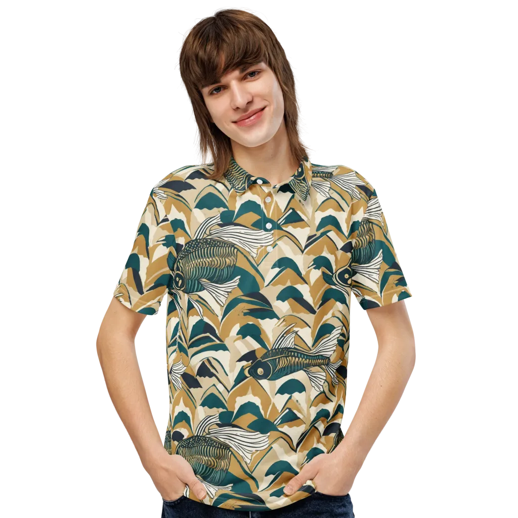 Skeletal Tide on Men's Slim Fit Polo Shirt — Front
