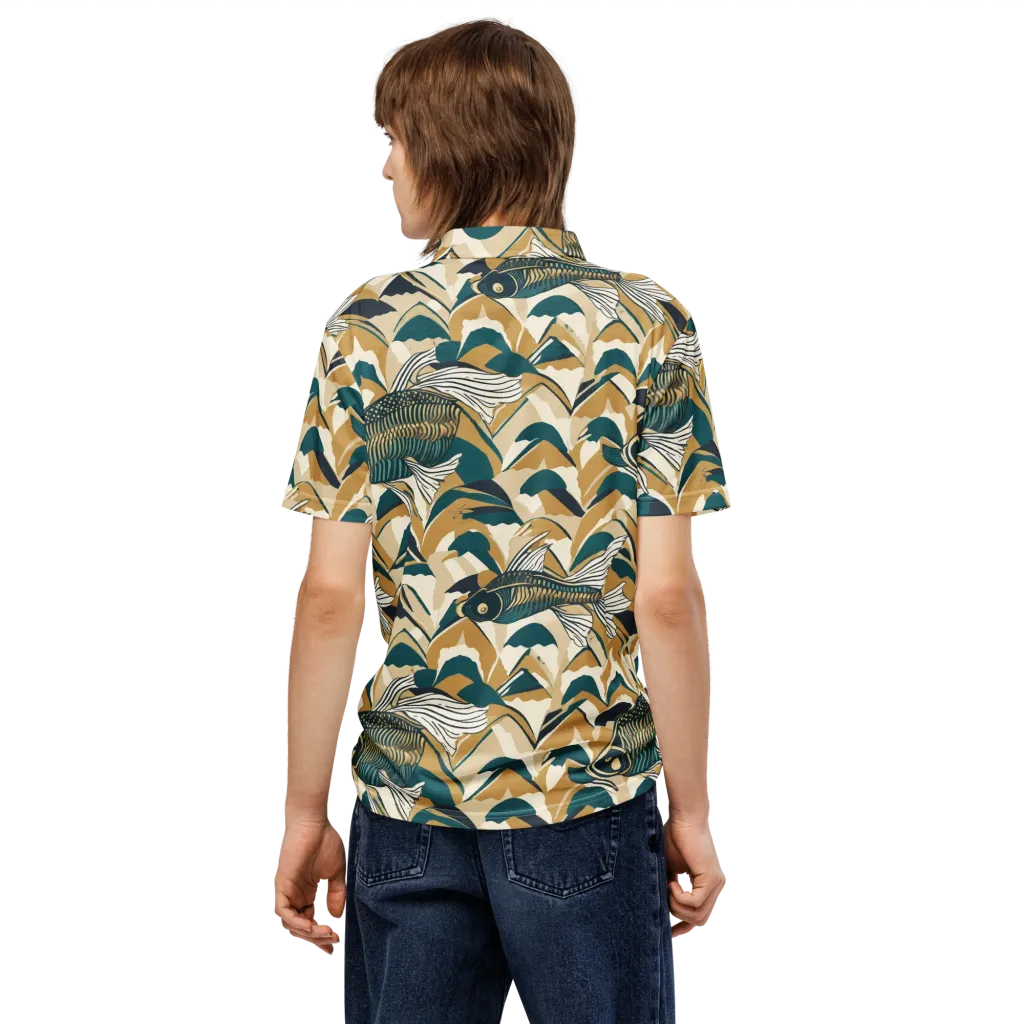 Skeletal Tide on Men's Slim Fit Polo Shirt — Back