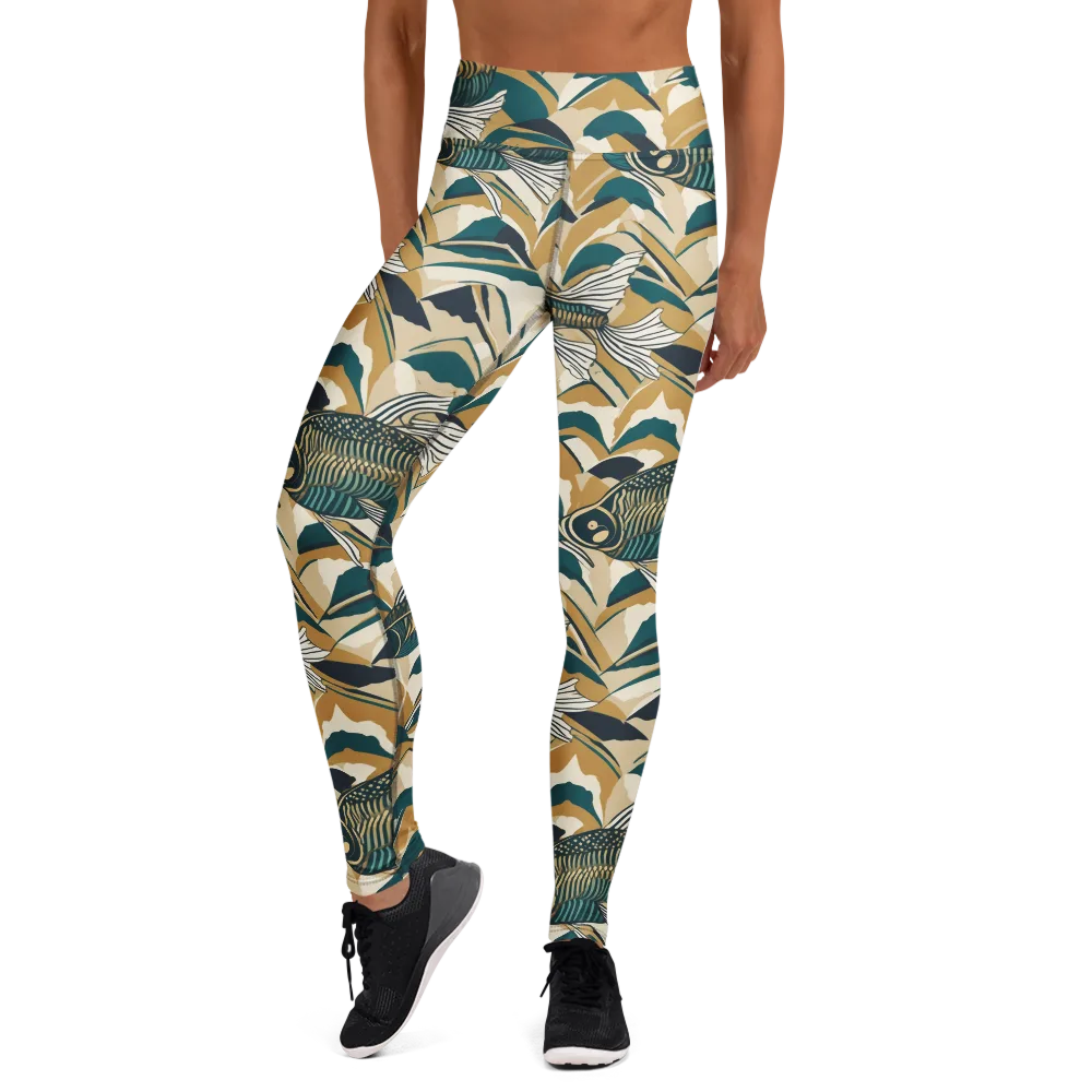 Skeletal Tide on Yoga Leggings — Front