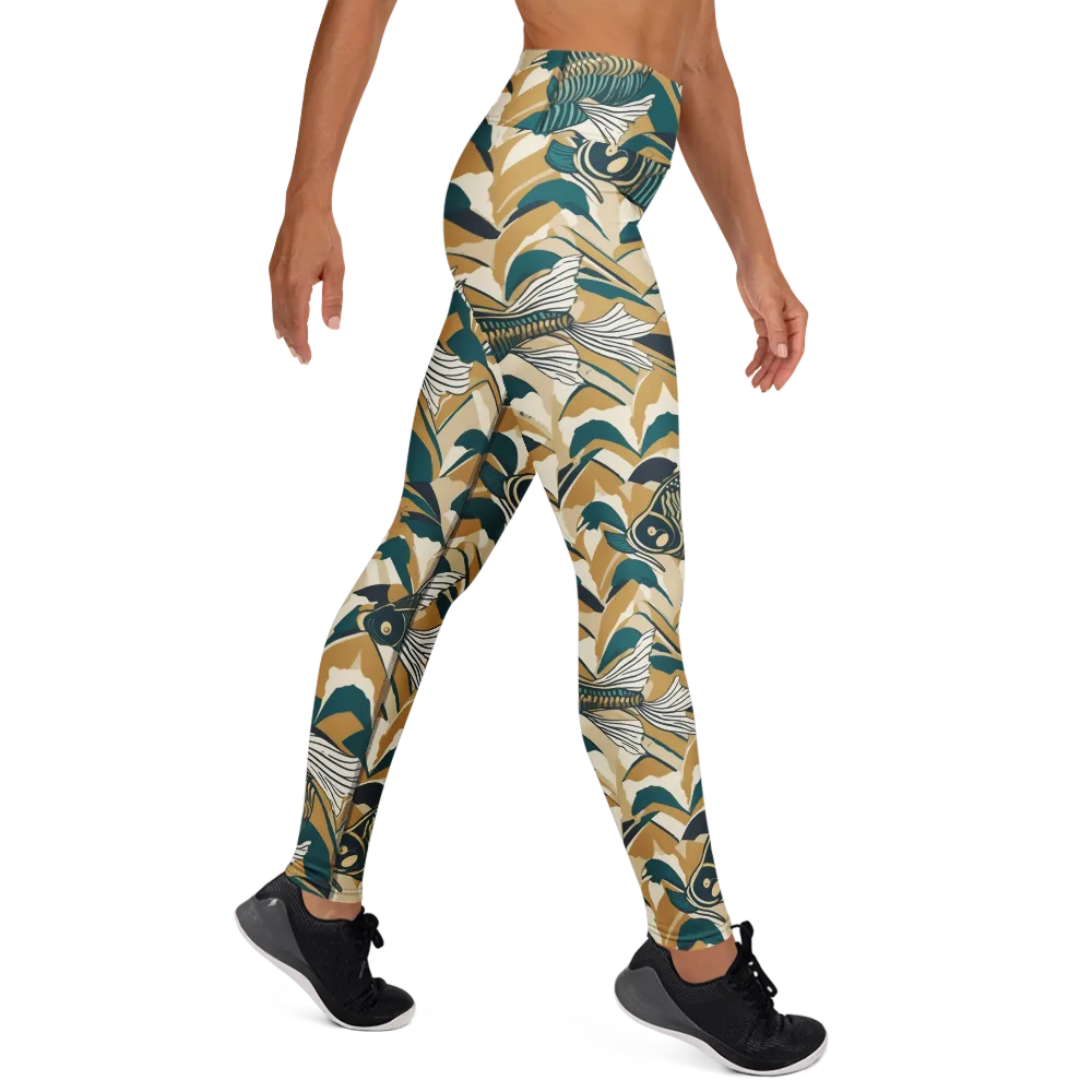 Skeletal Tide on Yoga Leggings — Right