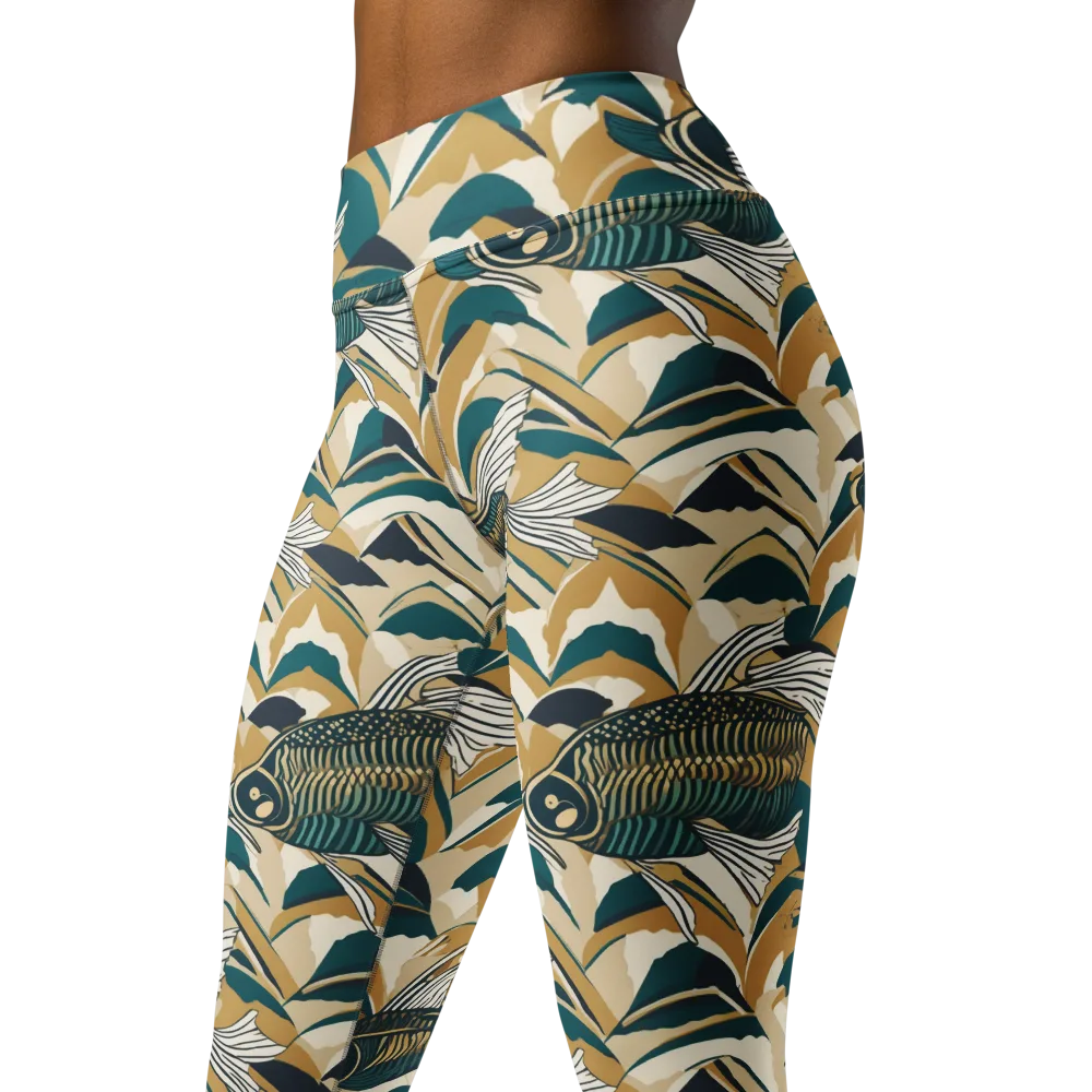 Skeletal Tide on Yoga Leggings — Left Front