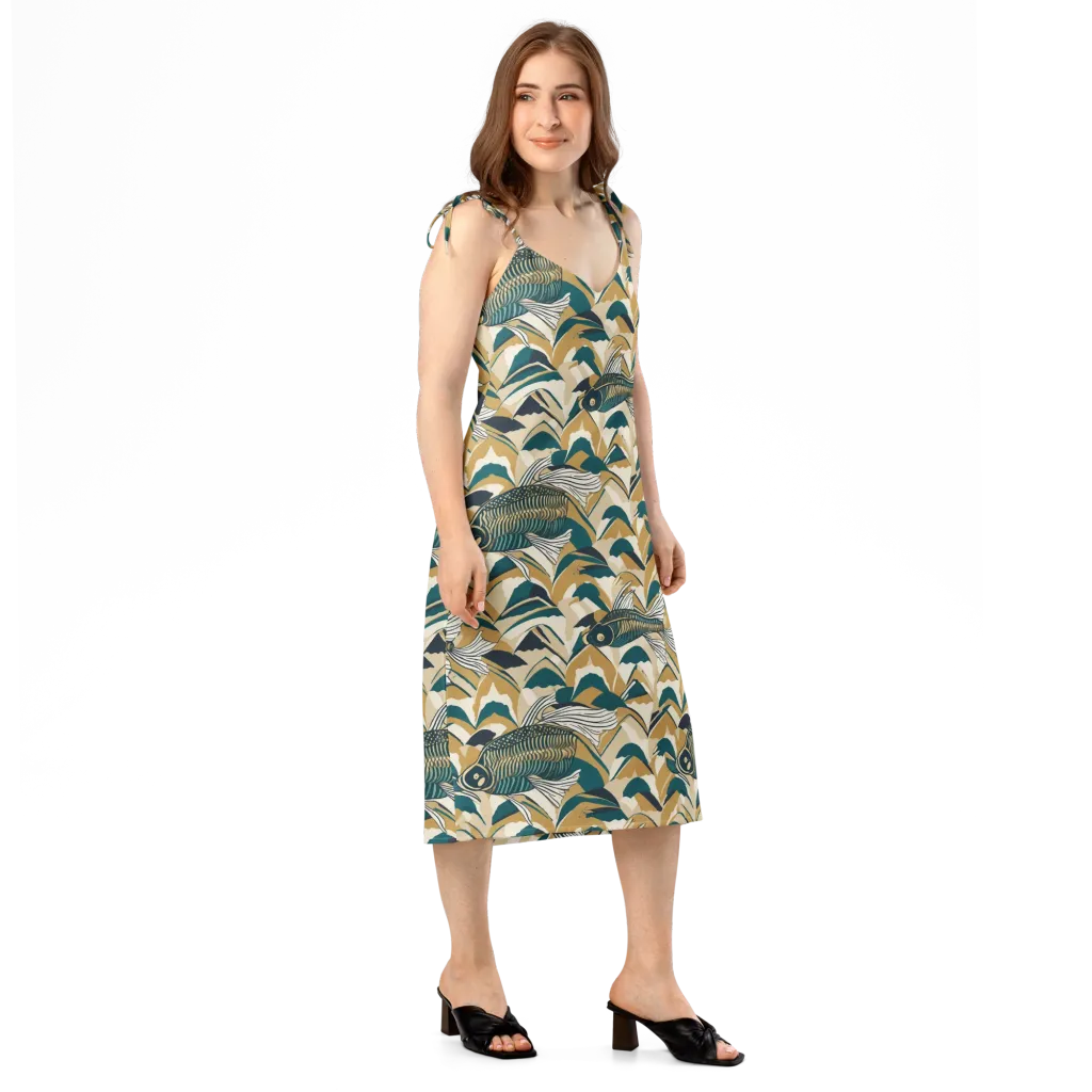 Skeletal Tide on Slip Dress — Right Front