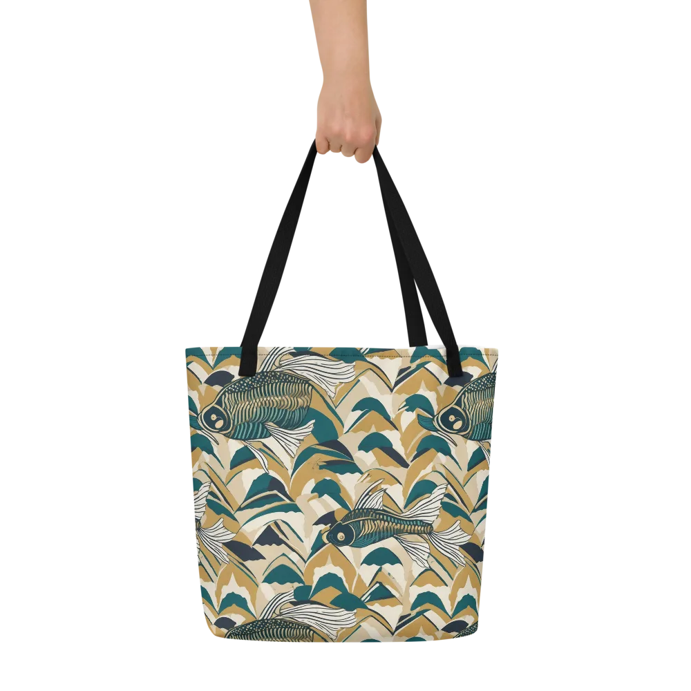 Skeletal Tide on Large Tote Bag W/ Pocket — Front