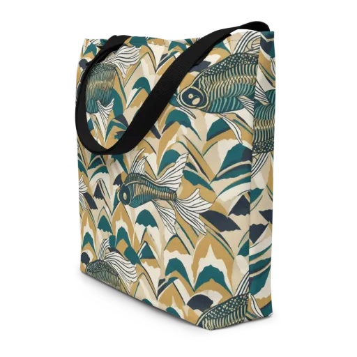 Skeletal Tide on a Large Tote Bag W/ Pocket