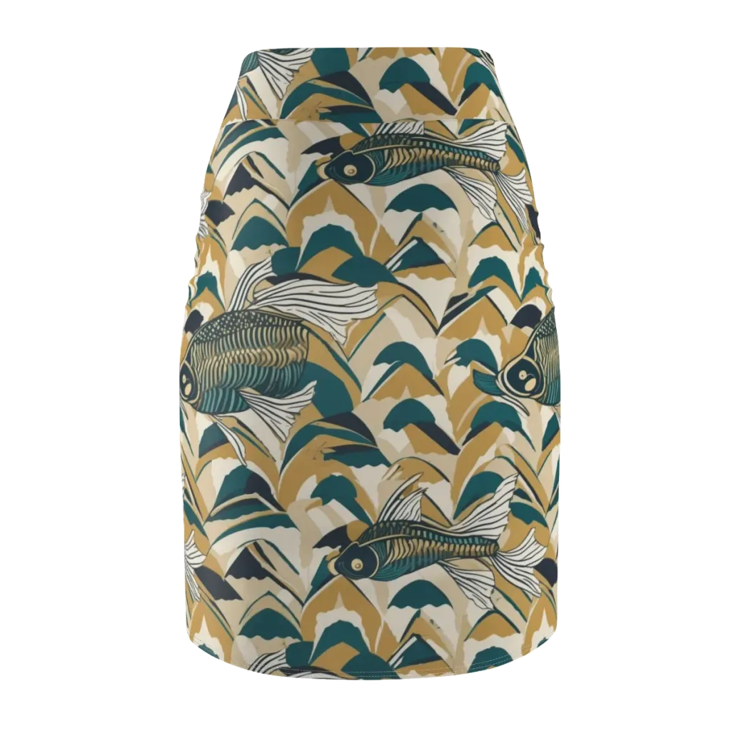 Skeletal Tide on Pencil Skirt — Back