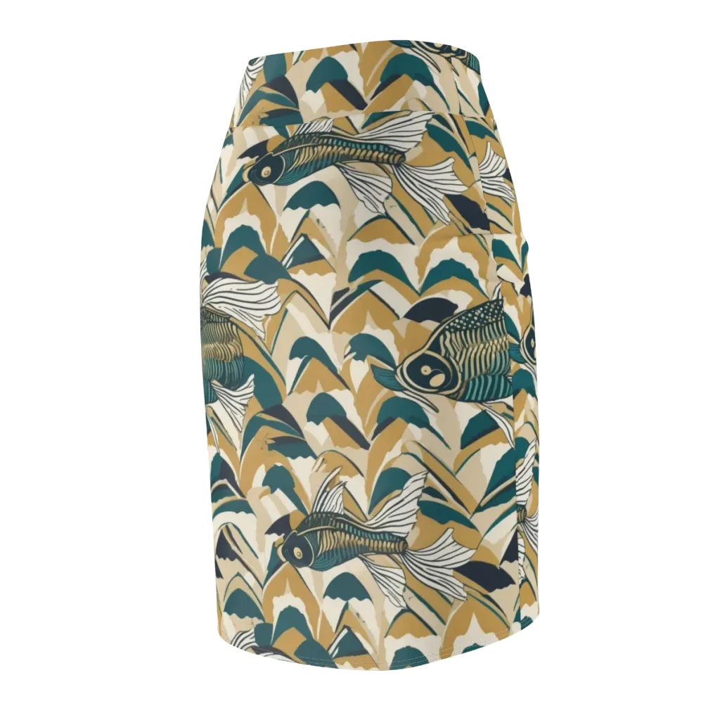 Skeletal Tide on Pencil Skirt — Back Side