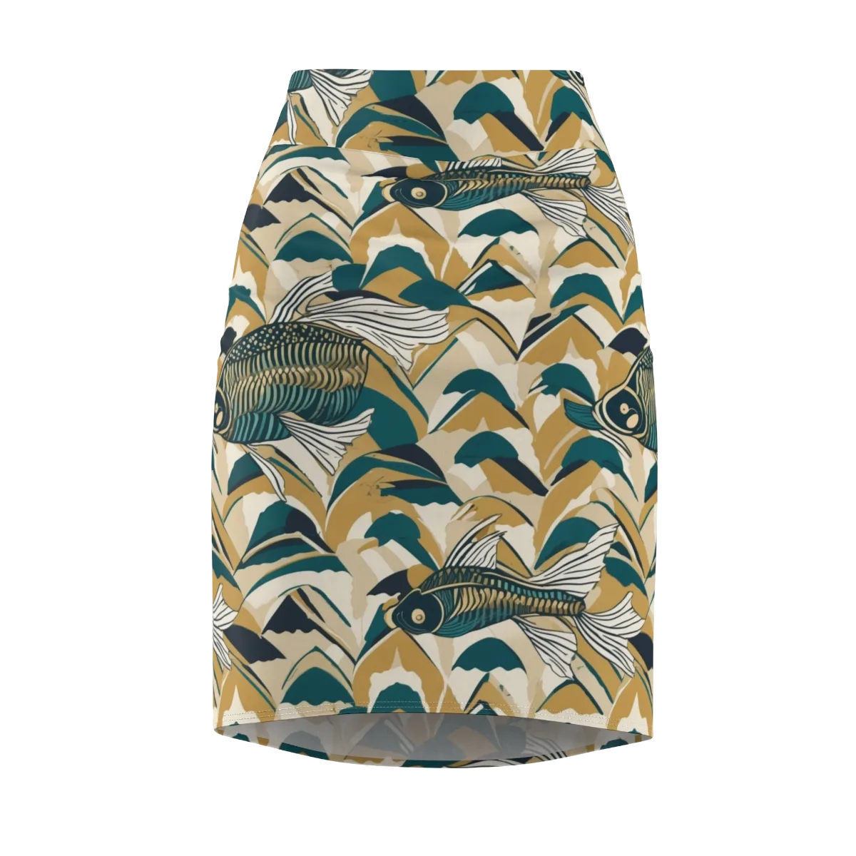 Skeletal Tide on Pencil Skirt — Front