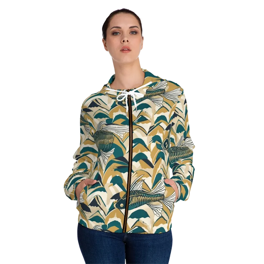 Skeletal Tide on Women's Full-Zip Hoodie — Front On Person