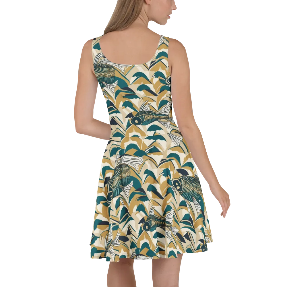 Skeletal Tide on Skater Dress — Back