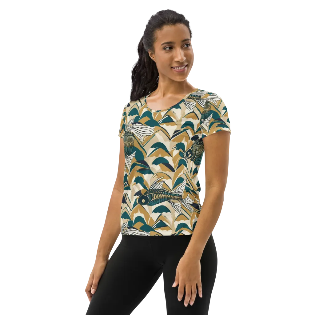 Skeletal Tide on Women's Athletic T-Shirt — Left