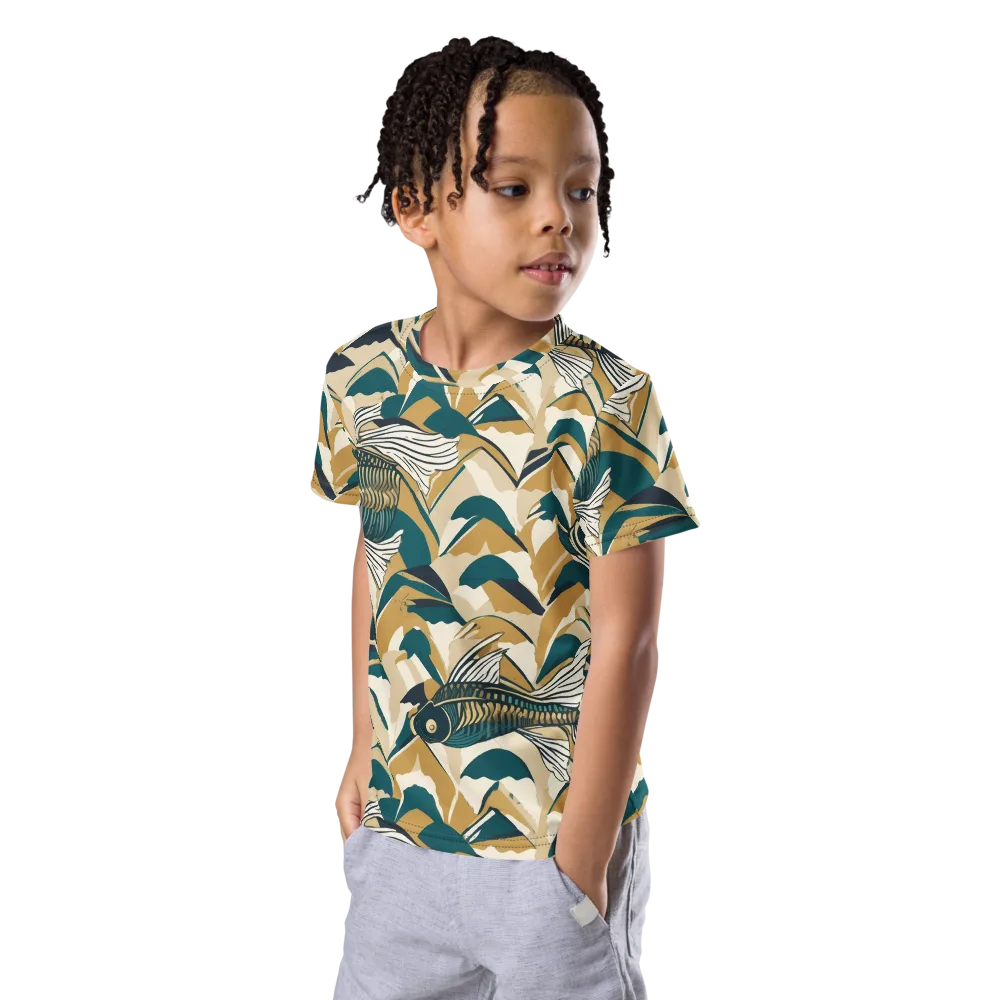 Skeletal Tide on Kids Crew Neck T-Shirt — Left Front