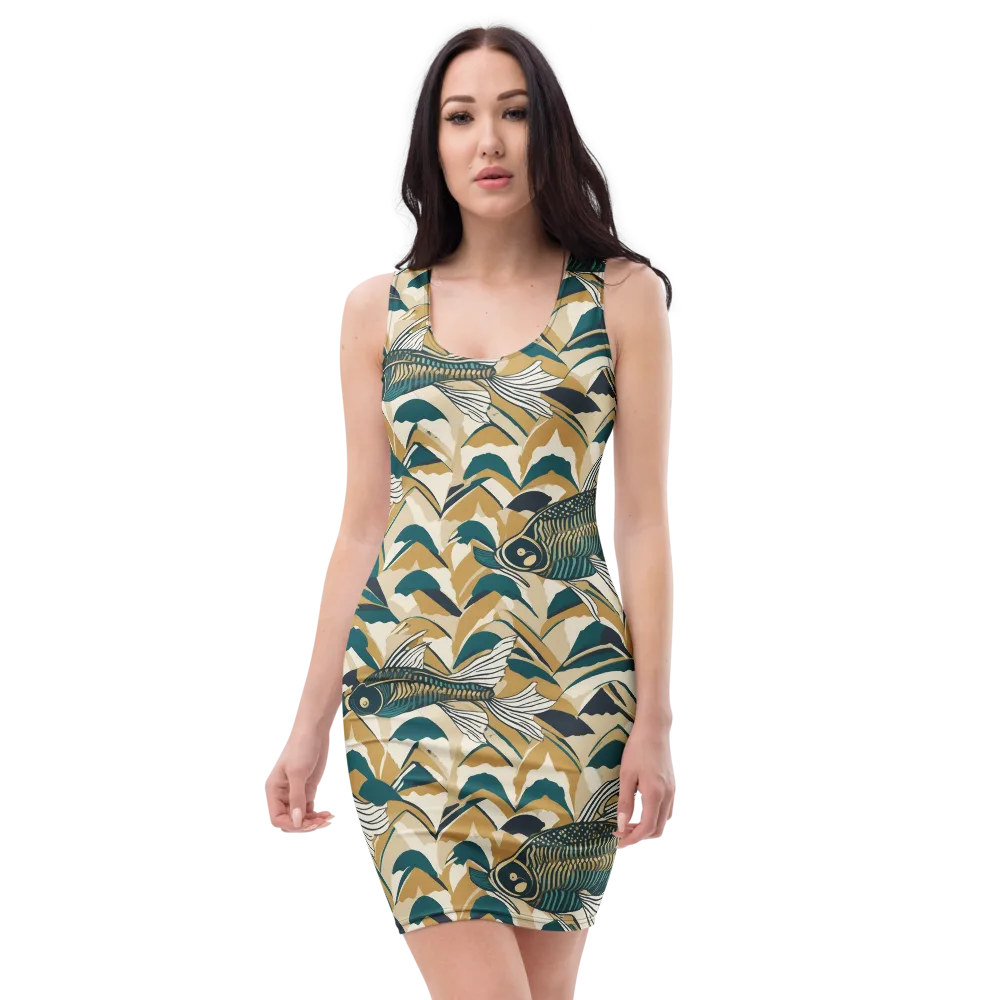 Skeletal Tide on Bodycon Dress — Front