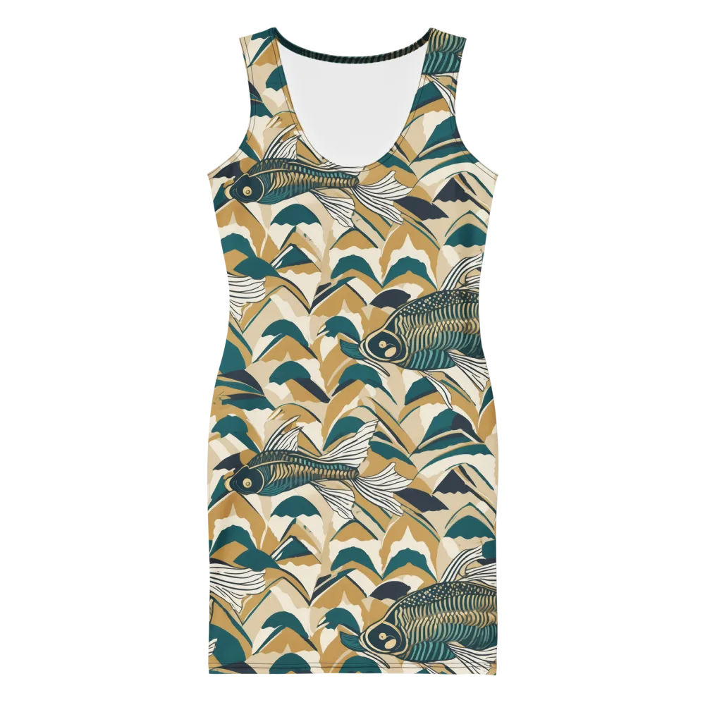 Skeletal Tide on Bodycon Dress — Front