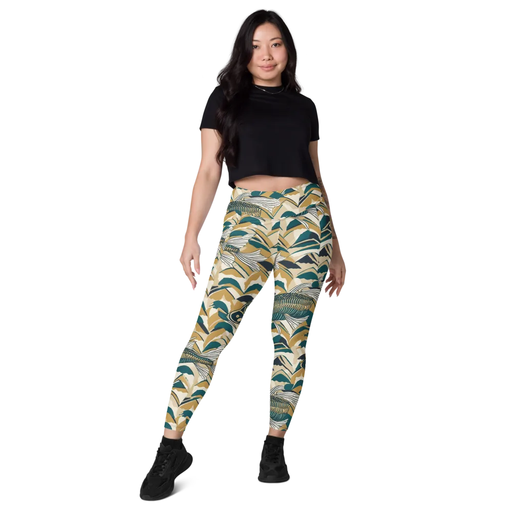 Skeletal Tide on Leggings with Pockets — Front