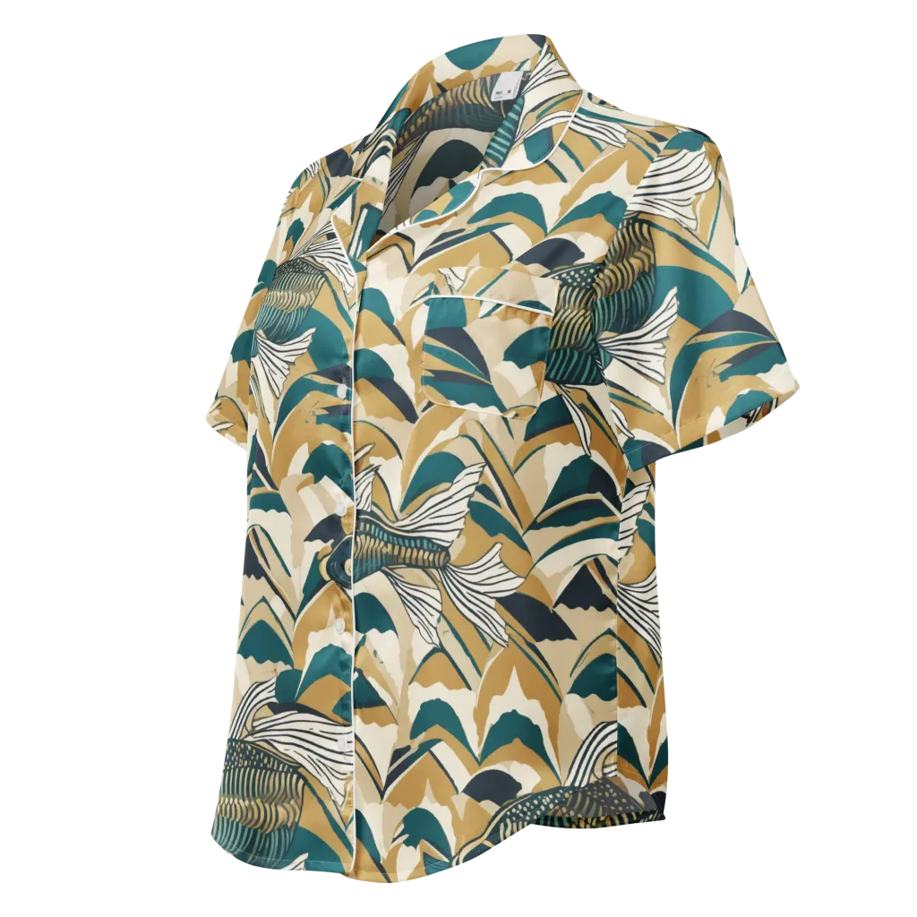 Skeletal Tide on Women's Short Sleeve Pajama Top — Left Front