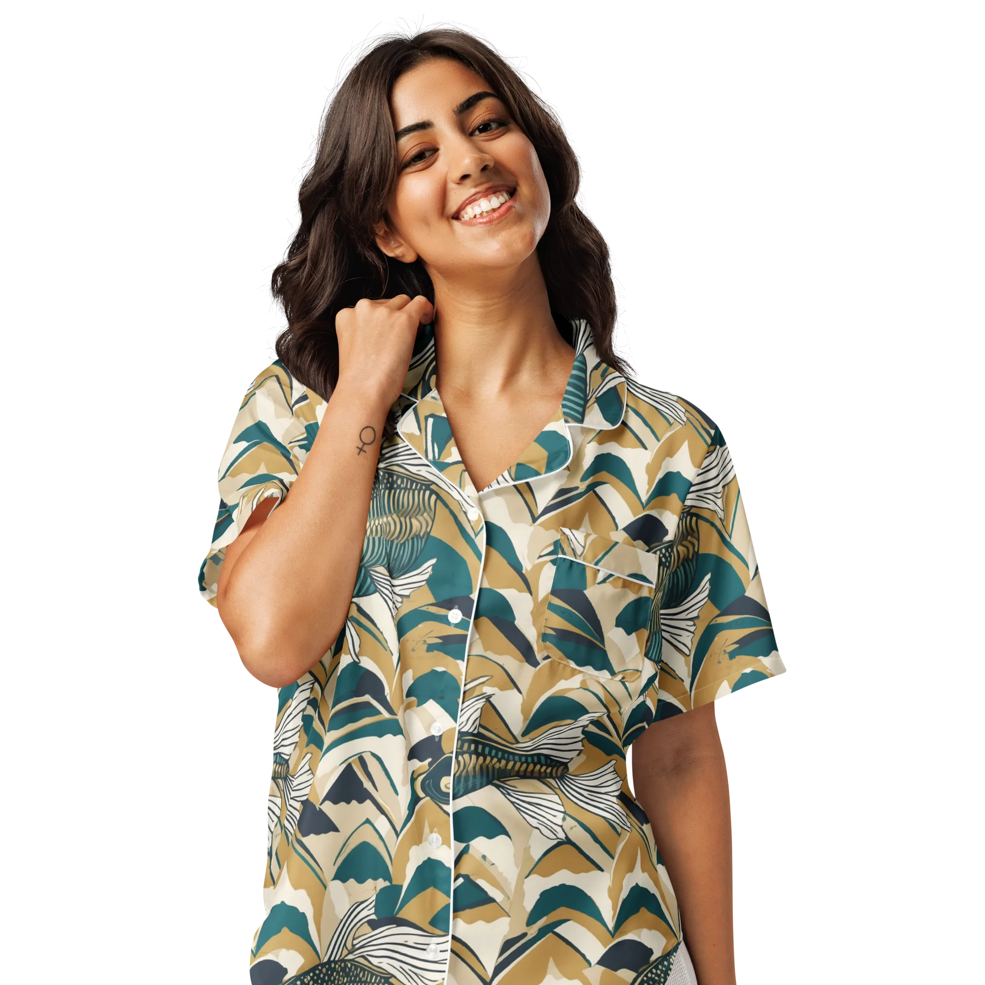 Skeletal Tide on Women's Short Sleeve Pajama Top — Front