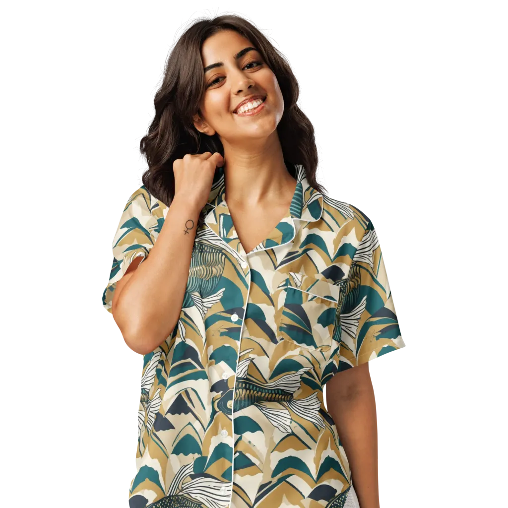 Skeletal Tide on Women's Short Sleeve Pajama Top — Front