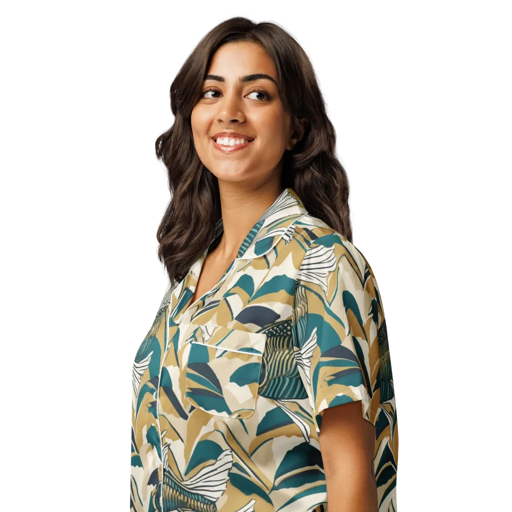 Skeletal Tide on Women's Short Sleeve Pajama Top — Left Front