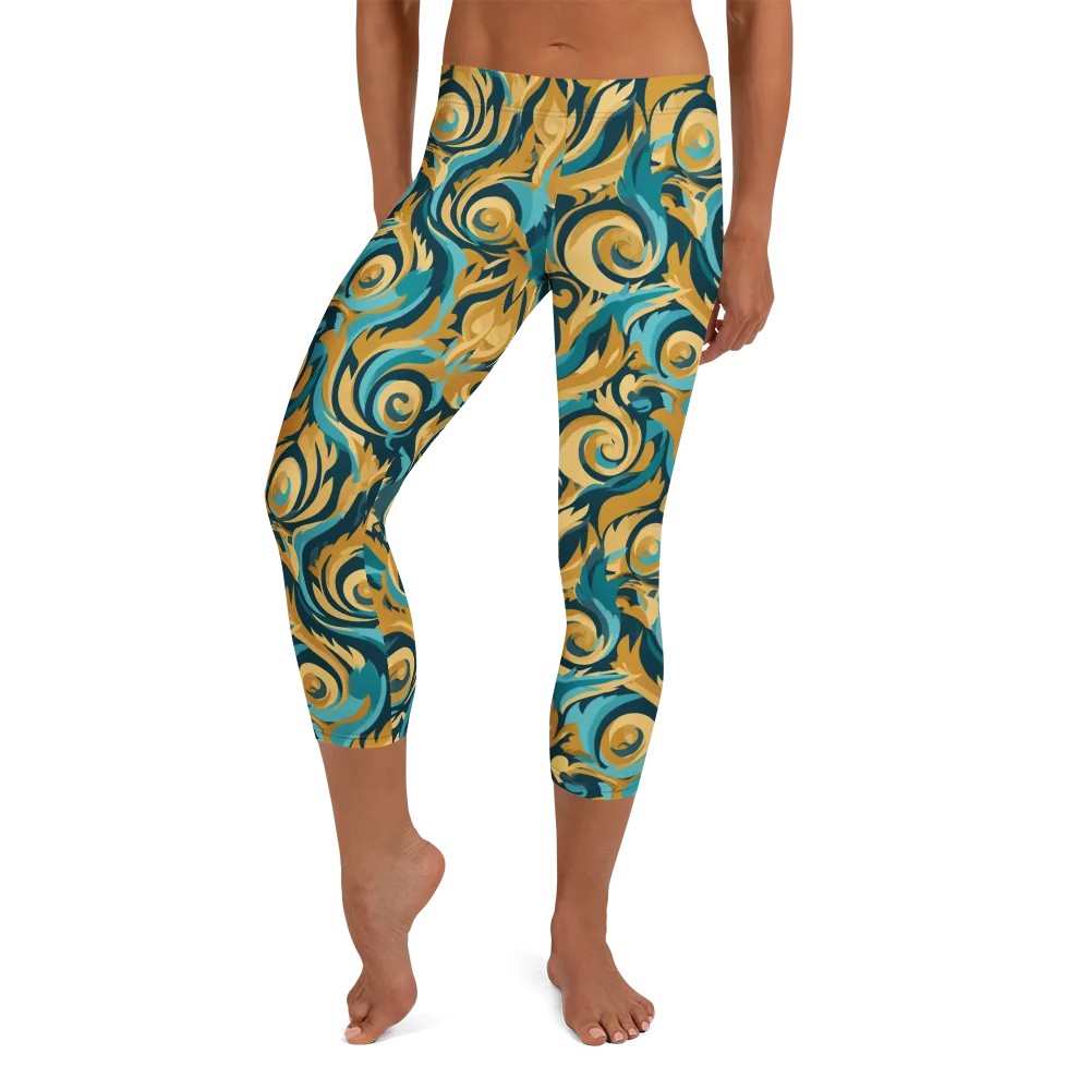 Turquoise Baroque on Capri Leggings — Front