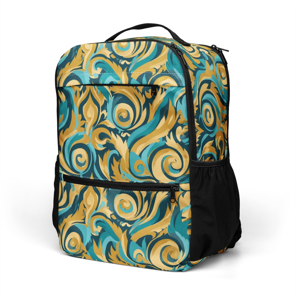 Turquoise Baroque on Utility Backpack — Left Front