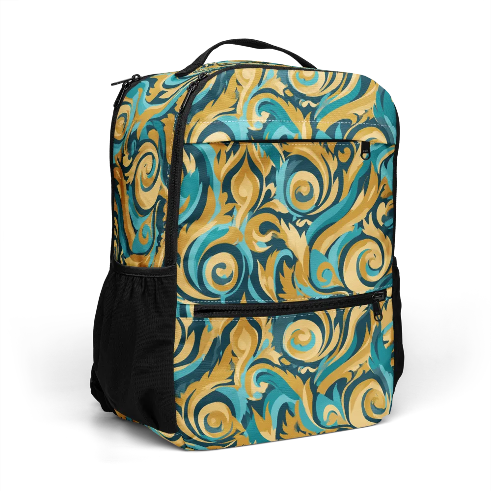 Turquoise Baroque on Utility Backpack — Right Front